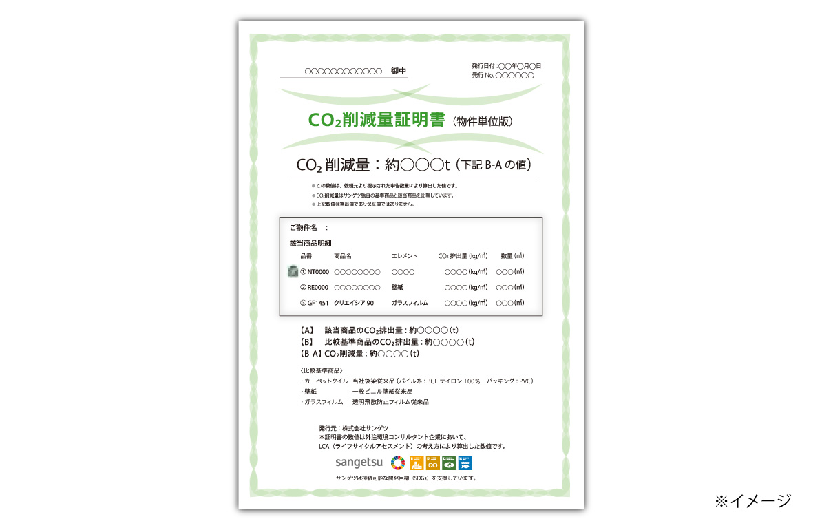 CO2削減量証明書(見本)